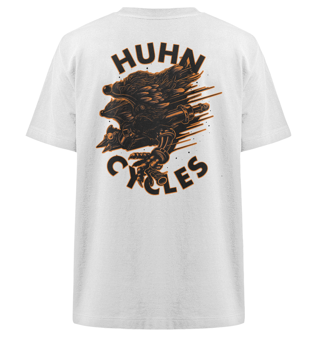 WEEEM x HUHN heavy oversized organic tee in white, back with full artwork