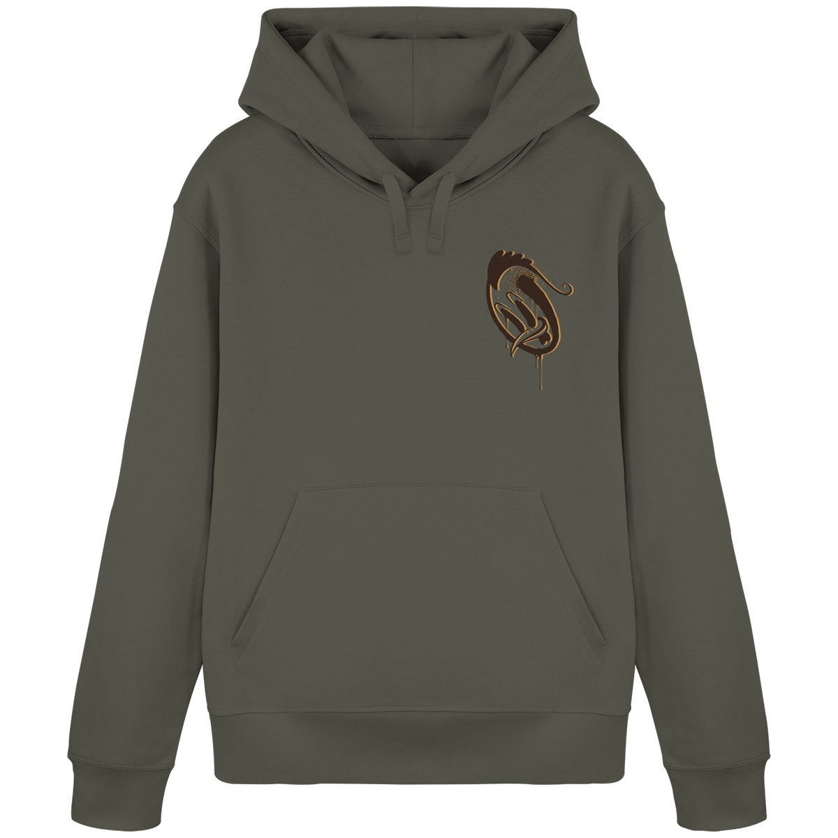 ZAPHIER x HUHN organic basic hoodie in khaki, front